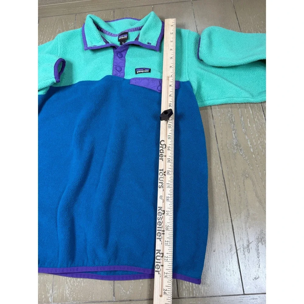Patagonia Synchilla Snap-T Fleece Pullover XL 14 Blue Teal Colorblock 90's‎ Y2K